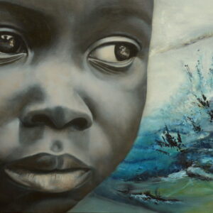Realistic high fine art prints and original images a boy that is sad onlooking.