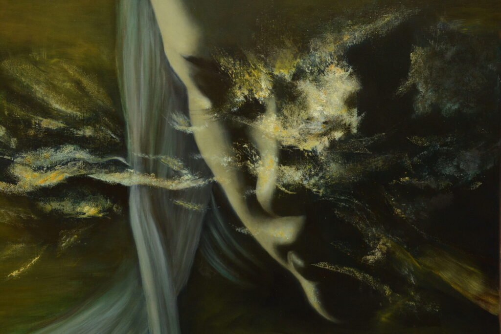 Human Face in fine oil art painting available to buy as print or original.