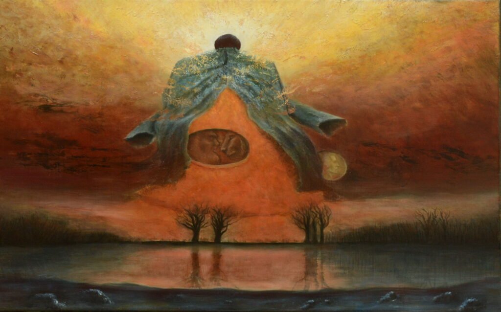 Realistic high fine art prints and original images of a world off balance the human greed for coin and power and the god that refuses those who search the coin to go with him